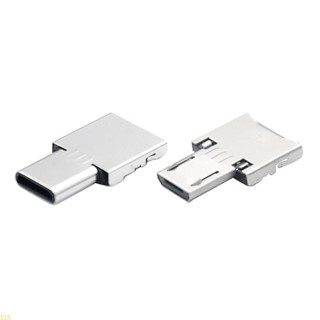 Xin อะแดปเตอร์โลหะส่งสัญญาณเร็ว USB2 0 เป็น Type C Micro OTG ขนาดเล็ก สะดวก สีเงิน