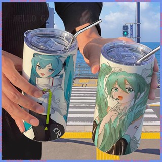 🥤กระติกน้ําร้อนจํานวนจํากัด🥤Hatsune Miku กระติกน้ําร้อนสองมิติ พร้อมหลอดดูด แบบพกพา คุณภาพสูง สําหรับนักเรียน