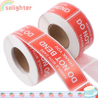 Solighter สติกเกอร์ฉลาก ลาย Care-Do Not Bend-Thank You มีกาวในตัว สีแดง สําหรับติดบรรจุภัณฑ์ 2 ม้วน 500 ชิ้น