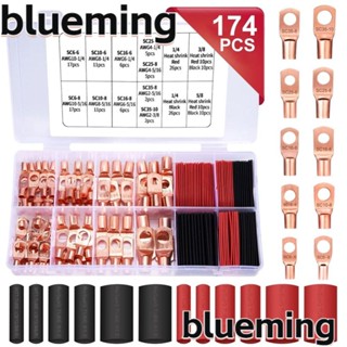 Blueming2 ปลายสายเคเบิลแบตเตอรี่ ทองแดง AWG 10 8 6 4 2 10 ขนาด พร้อมท่อหดความร้อน 92 ชิ้น