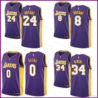 เสื้อกีฬาบาสเก็ตบอล ลาย NP2 LA Lakers NBA Jersey Oneal Bryant No.8 No.24 Kuzma สีม่วง PN2