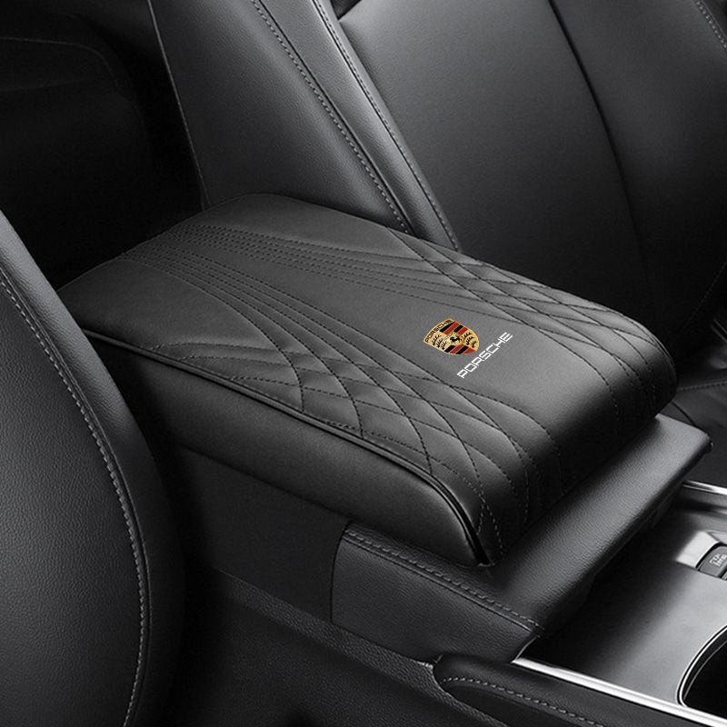 Porsche Armrest Box Booster Cushion Central Control Armrest Box Cover Car Leather Protective Cushion