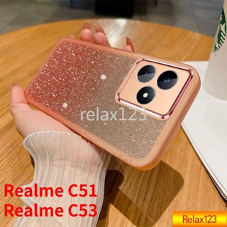 เคสโทรศัพท์มือถือแบบนิ่ม TPU ใส กันกระแทก แต่งกลิตเตอร์ ระยิบระยับ สําหรับ Realme C51 C51 C53 NFC 2023 4G