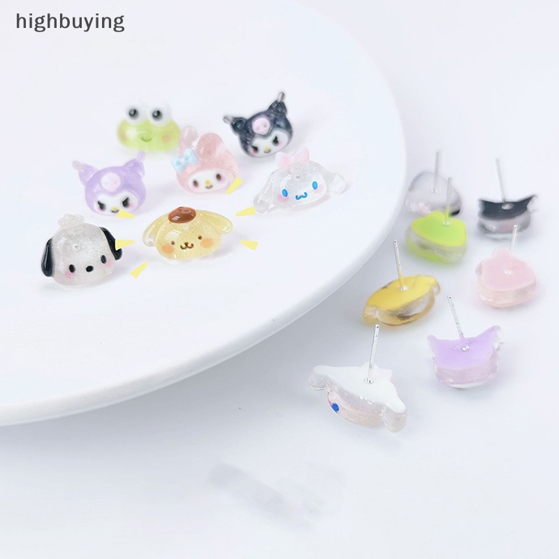 SANRIO [highbuying] ใหม่ พร้อมส่ง เครื่องประดับ ต่างหูสตั๊ด รูปการ์ตูนอนิเมะ Cinnamoroll Melody Kuromi Hello Kitty หวานแหวว ของขวัญสําหรับผู้หญิง