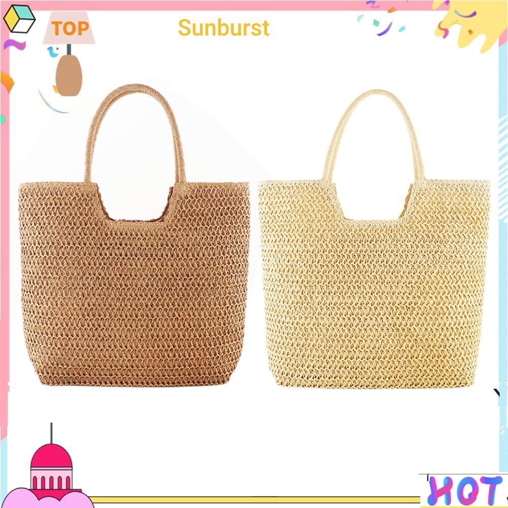 [Sunburst11.th] กระเป๋าถือ กระเป๋าช้อปปิ้ง ฟางสาน แฟชั่นฤดูร้อน สําหรับผู้หญิง