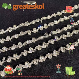 Greateskol สายโซ่คริสตัล พลอยเทียม กว้าง 0.39 นิ้ว สีเงิน 3 หลา สําหรับงานแต่งงาน เจ้าสาว