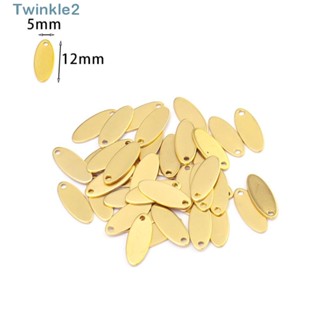 Twinkle จี้แท็กเปล่า สเตนเลส ทรงวงรี ขนาด 5x12 มม. สีทอง สําหรับสร้อยข้อมือ 60 ชิ้น