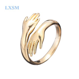 Lxsm ใหม่ โรแมนติก มือด้วยความรัก กอด แหวน สร้างสรรค์ ปรับได้ รักตลอดไป เปิดนิ้วมือ แหวน สําหรับผู้หญิง ผู้ชาย แฟชั่น เครื่องประดับ ของขวัญ