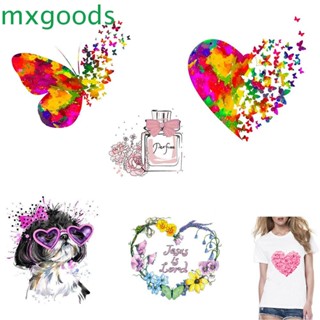 Mxgoods แผ่นสติกเกอร์ไวนิล ลายการ์ตูนผีเสื้อ สําหรับติดตกแต่งเสื้อผ้า