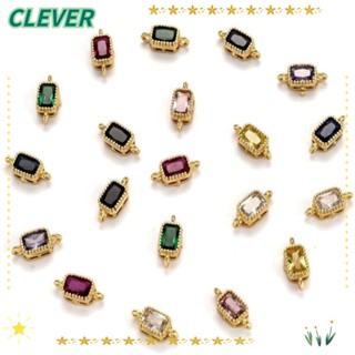 Clever จี้ทองเหลือง ชุบทอง 18K รูปลูกบาศก์เซอร์โคเนีย สีขาว ชมพู ฟ้า แดง เขียว สําหรับทําเครื่องประดับ