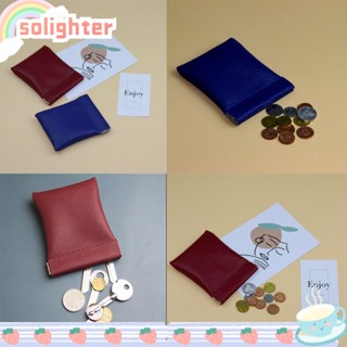 Solighter กระเป๋าสตางค์ ใบสั้น หนัง PU ขนาดเล็ก แบบพกพา เปลี่ยนเงินได้ 3 ชิ้น