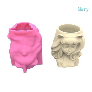 Mary แม่พิมพ์ซิลิโคนเรซิ่น รูปหูแมว 3D สําหรับทํากระถางดอกไม้ คอนกรีต