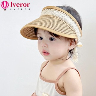 Lveror หมวกฟางลําลอง แต่งลูกไม้ เหมาะกับเดินชายหาด สําหรับเด็ก