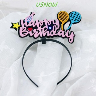 Usnow ที่คาดผมหูกระต่าย มีไฟ LED ลายตัวอักษร ดาว ของขวัญวันเกิด สําหรับเด็กผู้หญิง