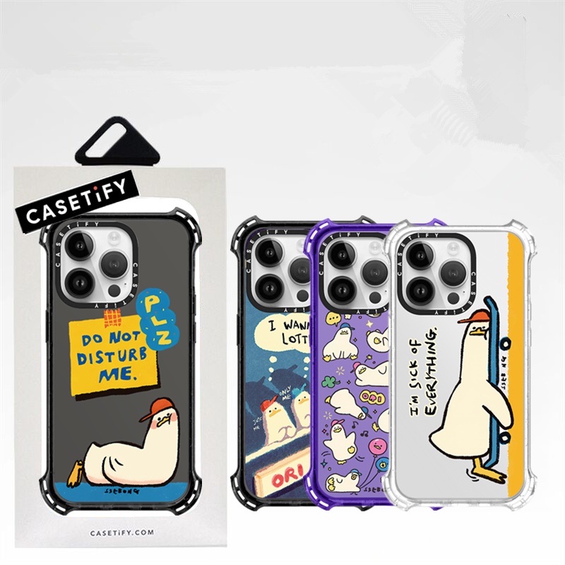 Casetifg เคสโทรศัพท์มือถือ ซิลิโคน TPU ใส กันกระแทก ลายเป็ดขี้เกียจ พร้อมกล่อง สําหรับ iPhone 15 14 11 12 13 Pro Max
