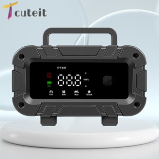 Tcuteit เครื่องชาร์จแบตเตอรี่รถยนต์ดิจิทัล 12V 6A ด้ามจับพับได้ สําหรับรถบรรทุก แบตเตอรี่ตะกั่วกรด