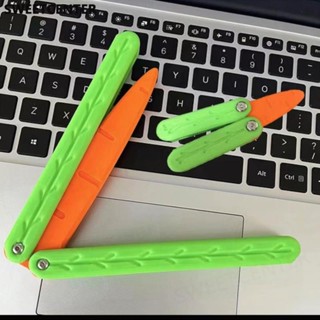 3d Carrot Gravity Jump Small Radish Balisong Gift For Children Stress Relief Toy God Of Wealth Butterfly Knifes Made Of Standard