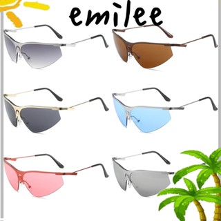 EMILEE แว่นตากันแดด กรอบโลหะ สีฟ้า สไตล์พังก์