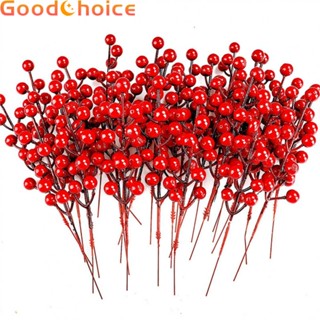 Artificial Red Berries Fake Flower Foam Red Fruit Stem Christmas Ornament