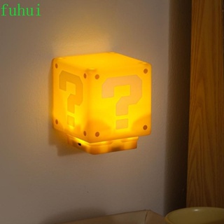 Fuhui โคมไฟตั้งโต๊ะ ไฟกลางคืน LED ชาร์จ USB ลาย Mario Bros Question Mark สําหรับเด็ก