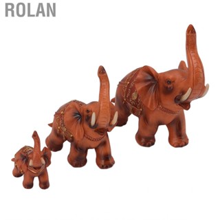 Rolan 3 Pcs Elephant Figurines Vivid Exquisite Details Resin Ornaments New