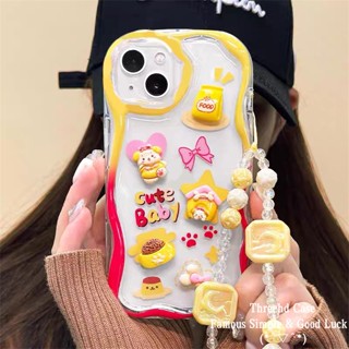 เคสโทรศัพท์มือถือแบบนิ่ม กันกระแทก ลายการ์ตูน Pud Dog 3D พร้อมสายคล้อง สําหรับ iPhone 15 14 13 12 11 Pro Max SE2020 X Xr Xs Max 8 7 6 6s Plus