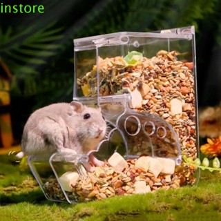 Instore กล่องใส่อาหารกระต่าย แบบพลาสติกใส รีฟิลได้ ป้องกันการพลิกคว่ํา สําหรับสัตว์เลี้ยง หนูแฮมสเตอร์