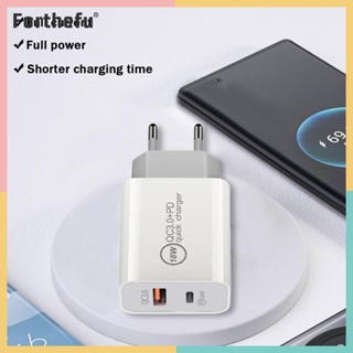 ★ Forthefu ★  อะแดปเตอร์ชาร์จ USB Type C PD QC3.0 18W 20W 2 พอร์ต แบบพกพา สําหรับ Android iPhone iPad