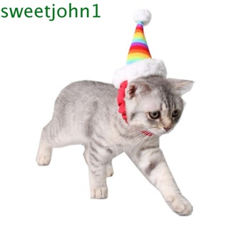 Sweetjohn หมวกคริสต์มาส ขนาดเล็ก สีรุ้ง สําหรับสัตว์เลี้ยง หนูแฮมสเตอร์