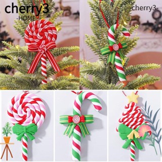 Cherry3 ของตกแต่ง รูปลูกกวาด คริสต์มาส หลากสี สําหรับแขวนตกแต่ง 6 ชิ้น