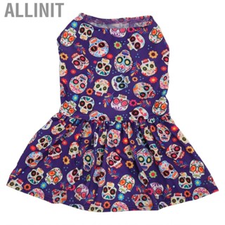 Allinit Pets Halloween  Breathable Skulls Pattern Cute Dog Outfit Walking Party AE