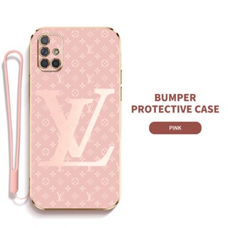 LV Ybd เคสโทรศัพท์มือถือ ซิลิกาเจล พร้อมสายคล้อง บางมาก ป้องกันเลนส์ สําหรับ Samsung Galaxy A31 A51 A71 4G M51 M31 Prime M30S