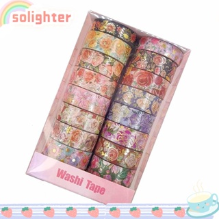 SOLIGHTER สติกเกอร์เทปวาชิ สีเขียว หลากสี สําหรับตกแต่งสมุดไดอารี่ โน๊ตบุ๊ค