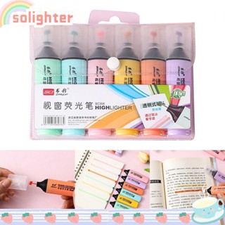 Solighter ปากกามาร์กเกอร์ไฮไลท์ สีพาสเทล 6 ชิ้น