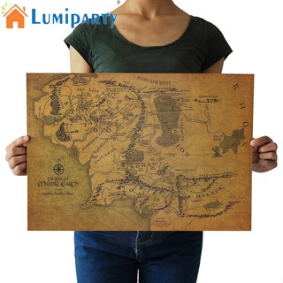 Lumiparty Lord Of The Rings โปสเตอร์กระดาษคราฟท์ ลายแผนที่ภาพยนตร์ The Hobbit Map Of Middle-earth สไตล์โบราณ สําหรับตกแต่ง