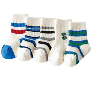 ถุงเท้ากีฬา ผ้าฝ้าย ลายทาง สีสันสดใส สําหรับเด็กผู้ชาย และผู…