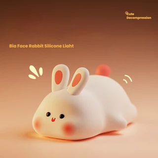 ไฟกลางคืนซิลิโคน Big Face Rabbit น่ารัก จับเวลาและชาร์จได้ ไฟกลางคืนสำหรับเด็ก โคมไฟข้างเตียง โคมไฟซิลิโคน