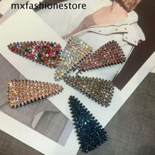 Mxfashione กิ๊บติดผม ทรงสามเหลี่ยม ประดับเพชร พลอยเทียม เพทาย เรขาคณิต ขนาดเล็ก แฟชั่น สําหรับเดินทาง