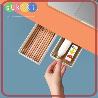 Sukiki กล่องลิ้นชักพลาสติก มีกาวในตัว ประหยัดพื้นที่ แบบพกพา 6 สี สําหรับเก็บดินสอ เครื่องสําอาง สํานักงาน โรงเรียน