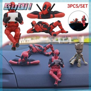 Suqi ตุ๊กตาฟิกเกอร์ Deadpool ขนาดเล็ก สําหรับตกแต่ง 3 ชิ้น ต่อชุด