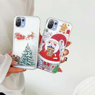 Ybd เคสโทรศัพท์มือถือ มีทรายไหล ลายต้นคริสต์มาส ซานตาคลอส กวางน่ารัก สําหรับ Xiaomi 10T pro 10T lite 11 lite 12 pro 12x