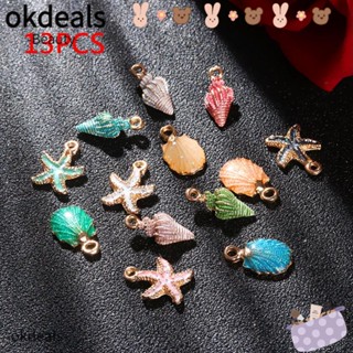 Okdeals จี้เปลือกหอยทะเล สําหรับทําเครื่องประดับ งานฝีมือ 13 ชิ้น ต่อชุด