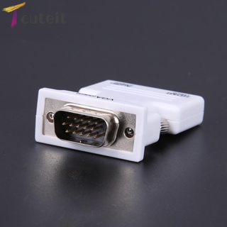 Tcuteit พอร์ตแปลง HDMI ตัวเมีย เป็น VGA ตัวผู้ (พร้อมอะแดปเตอร์เสียง) รองรับสัญญาณ 1080P