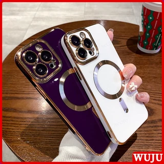 Wuju เคสโทรศัพท์มือถือ ซิลิโคนนิ่ม กันกระแทก กรอบแม่เหล็ก หรูหรา สําหรับ iPhone 17 11 12 13 14 15 16 Pro Max Plus Air
