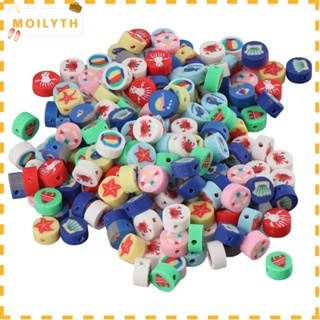 Moilyth ลูกปัดดินโพลิเมอร์ ทรงกลม ลายสัตว์ทะเล หลากสี 10 มม. DIY สําหรับผู้หญิง 200 ชิ้น