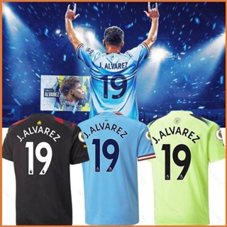 Fb 2022-2023 เสื้อยืดลําลอง แขนสั้น คอกลม พิมพ์ลาย Manchester City Jersey Home Away Alvarez พลัสไซซ์ สําหรับผู้ชาย