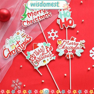 WISDOMEST กระดาษตกแต่งเค้ก ลาย Merry Christmas