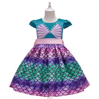 [0717]JHLQ-COS-G New Mermaid Princess Dress Summer Short-Sleeved Pearl Dress Colorful Scale Pattern A- line Dress Princess Dress Princess Dress cosplay  princess dress  9A7W