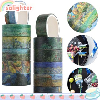 Solighter เทปสติกเกอร์ ฉีกได้ สําหรับตกแต่งสมุด 12 ม้วน