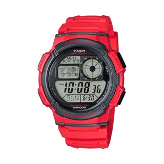 CASIO นาฬิกาข้อมือ CASIO รุ่น AE-1000W-4AVDF วัสดุเรซิ่น สีแดง